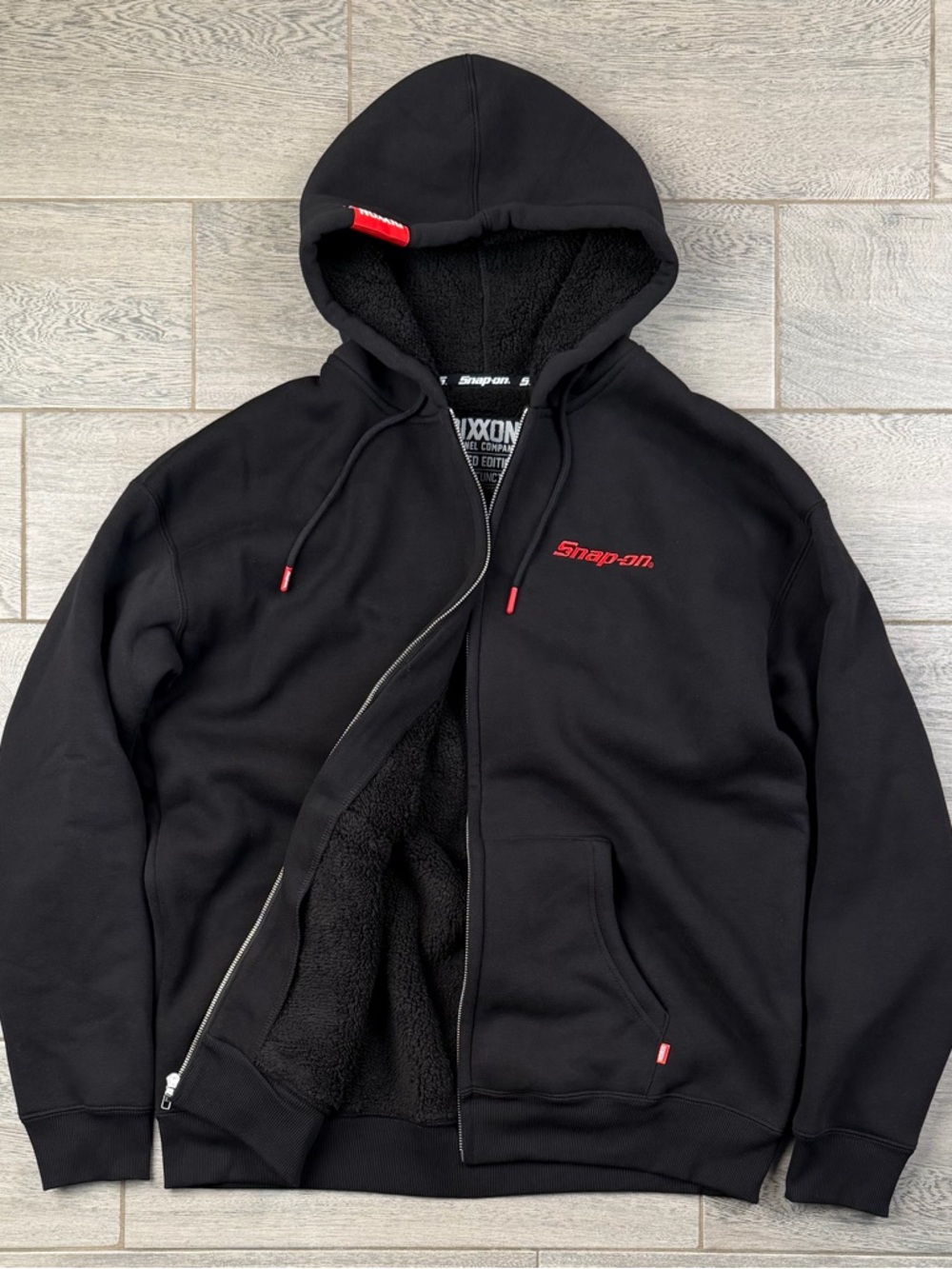 Snap on Dixxon Heavyweight Sherpa Lined Full Zip Hoodie Black NWOT L